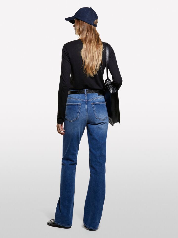 T-shirt nera a maniche lunghe - t-shirt a manica lunga da donna - Nero | Sisley image number 2